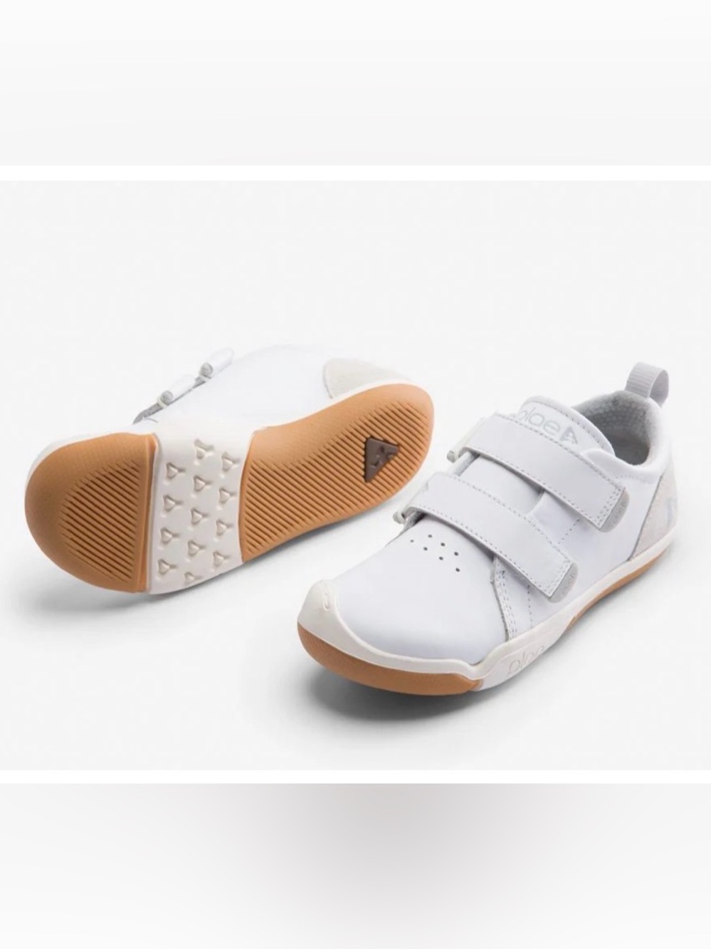 PLAE Kids White Velcro Sneakers with Gum Outsole